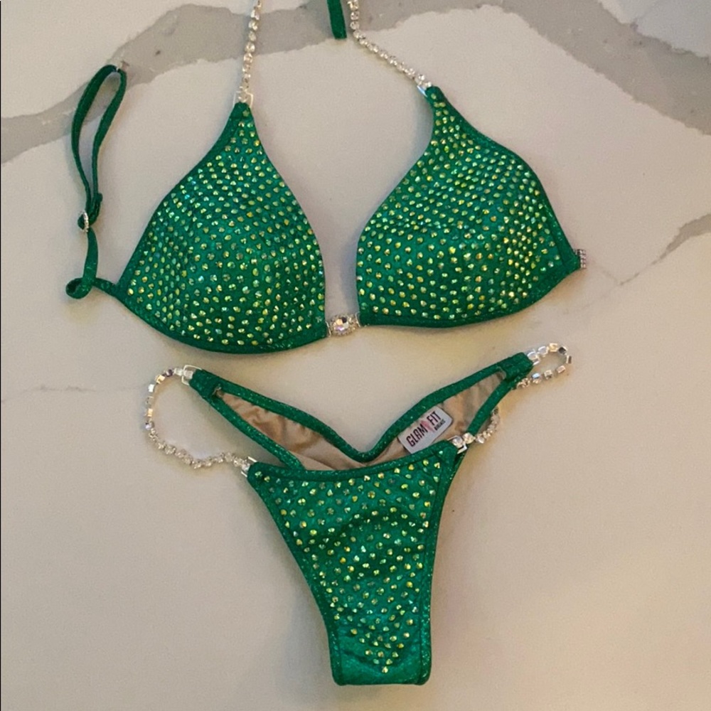 NWT GlamFit Emerald Green Competition Bikini Small